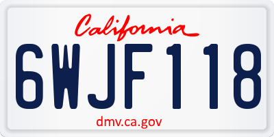 CA license plate 6WJF118