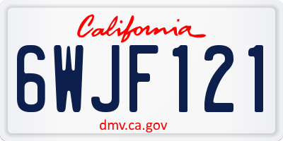 CA license plate 6WJF121