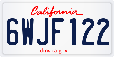 CA license plate 6WJF122