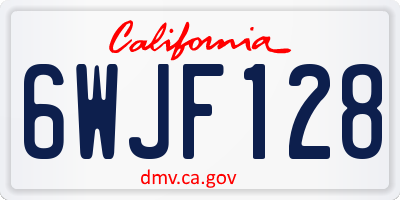 CA license plate 6WJF128