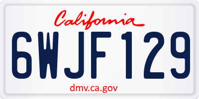 CA license plate 6WJF129