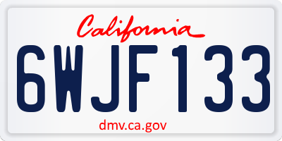 CA license plate 6WJF133