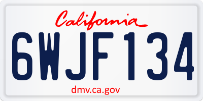 CA license plate 6WJF134