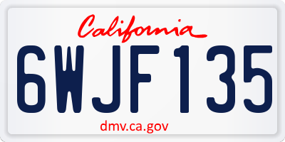 CA license plate 6WJF135