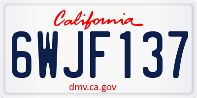 CA license plate 6WJF137