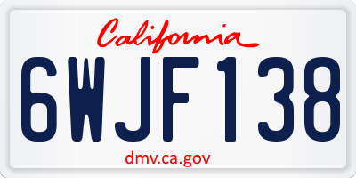 CA license plate 6WJF138