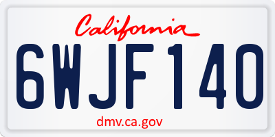 CA license plate 6WJF140