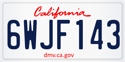 CA license plate 6WJF143
