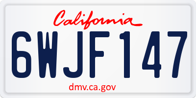CA license plate 6WJF147