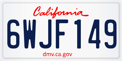 CA license plate 6WJF149