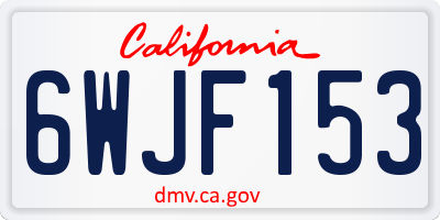 CA license plate 6WJF153