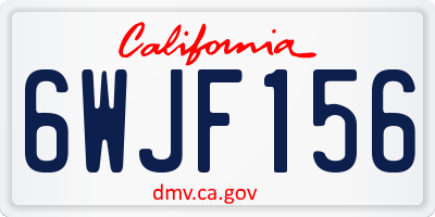 CA license plate 6WJF156