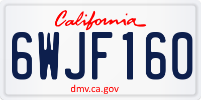 CA license plate 6WJF160