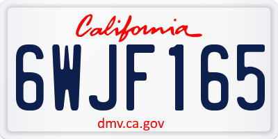 CA license plate 6WJF165