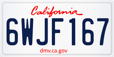CA license plate 6WJF167