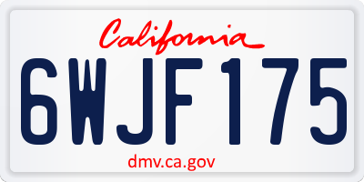 CA license plate 6WJF175
