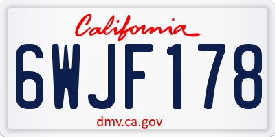 CA license plate 6WJF178