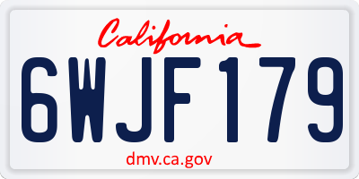 CA license plate 6WJF179