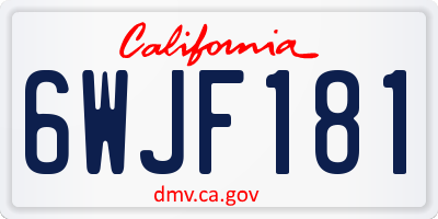 CA license plate 6WJF181