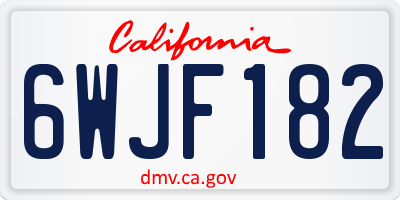 CA license plate 6WJF182