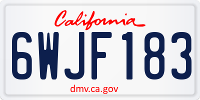 CA license plate 6WJF183