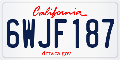 CA license plate 6WJF187