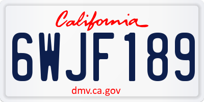 CA license plate 6WJF189
