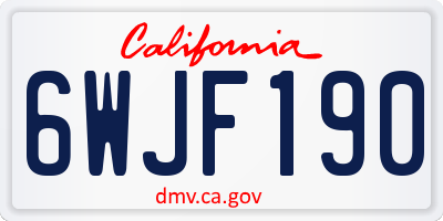 CA license plate 6WJF190