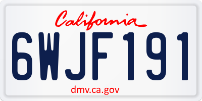 CA license plate 6WJF191