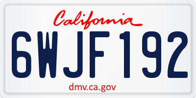 CA license plate 6WJF192