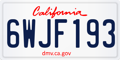 CA license plate 6WJF193