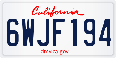 CA license plate 6WJF194