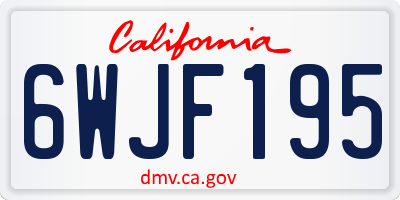 CA license plate 6WJF195