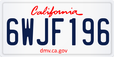 CA license plate 6WJF196