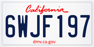 CA license plate 6WJF197
