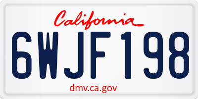 CA license plate 6WJF198