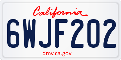 CA license plate 6WJF202