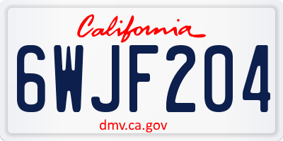 CA license plate 6WJF204
