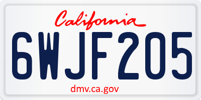 CA license plate 6WJF205