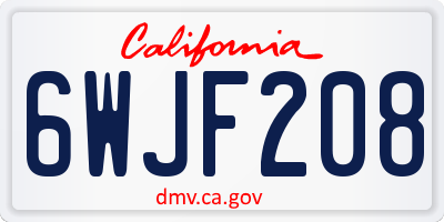CA license plate 6WJF208