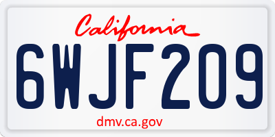 CA license plate 6WJF209