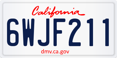 CA license plate 6WJF211