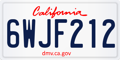 CA license plate 6WJF212
