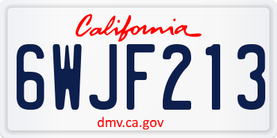 CA license plate 6WJF213