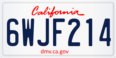 CA license plate 6WJF214