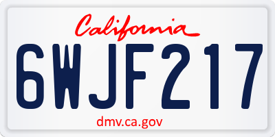 CA license plate 6WJF217