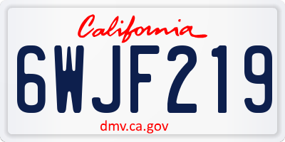 CA license plate 6WJF219