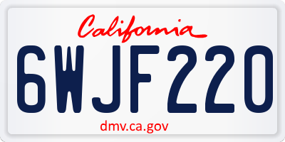 CA license plate 6WJF220