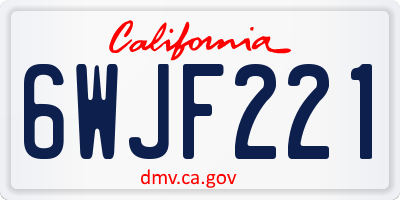 CA license plate 6WJF221