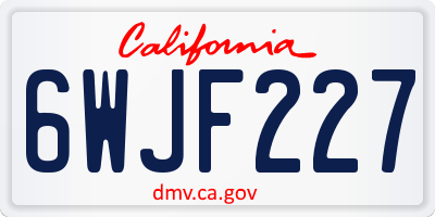 CA license plate 6WJF227